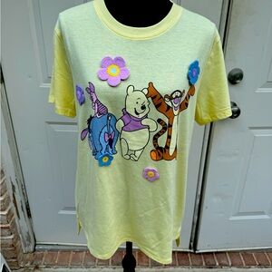 Disney, Winnie the Pooh, Short Sleeve, Yellow, Shirt, Size Large